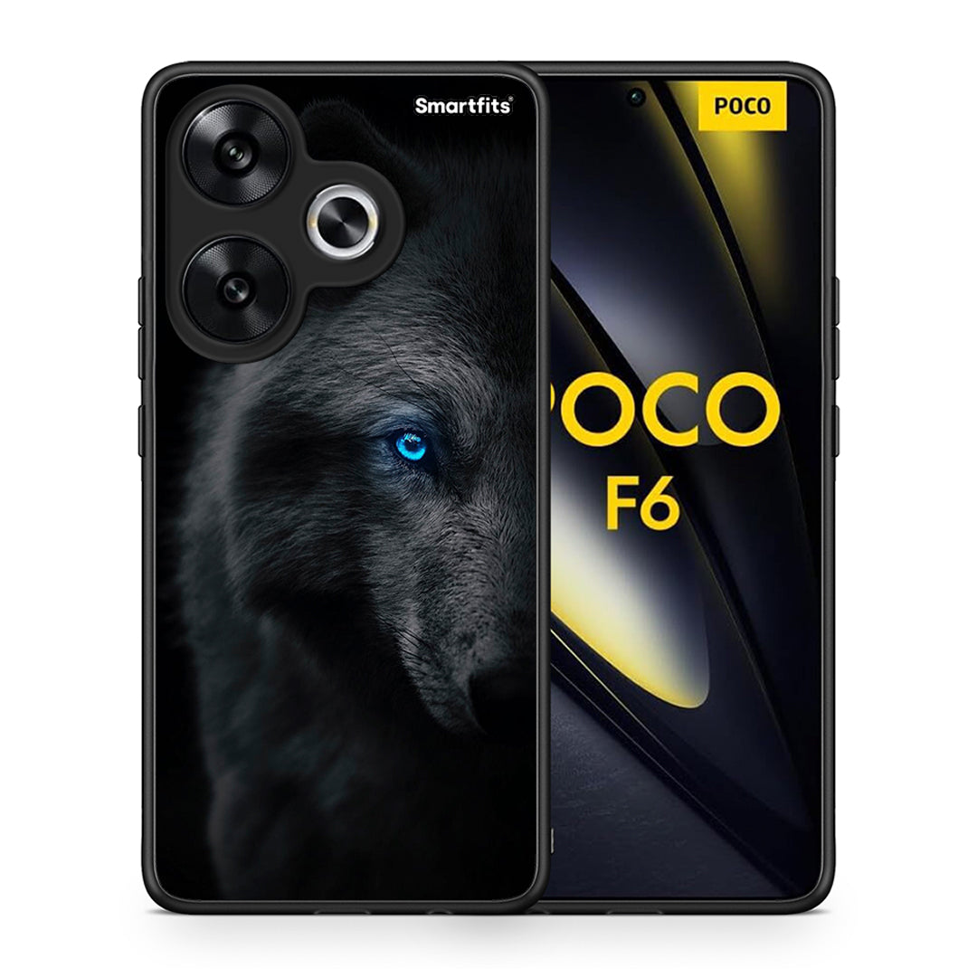 Θήκη Xiaomi Poco F6 Dark Wolf από τη Smartfits με σχέδιο στο πίσω μέρος και μαύρο περίβλημα | Xiaomi Poco F6 Dark Wolf case with colorful back and black bezels