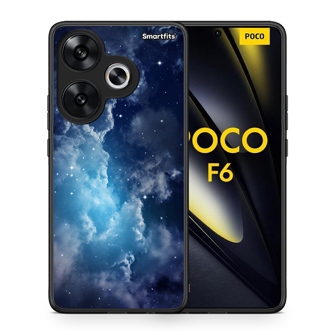 Θήκη Xiaomi Poco F6 Blue Sky Galaxy από τη Smartfits με σχέδιο στο πίσω μέρος και μαύρο περίβλημα | Xiaomi Poco F6 Blue Sky Galaxy case with colorful back and black bezels