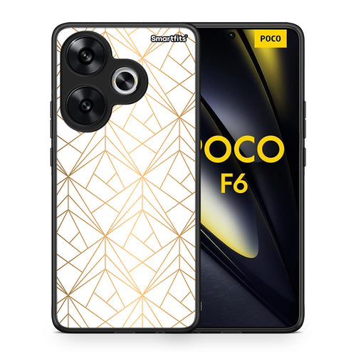 Θήκη Xiaomi Poco F6 Luxury White Geometric από τη Smartfits με σχέδιο στο πίσω μέρος και μαύρο περίβλημα | Xiaomi Poco F6 Luxury White Geometric case with colorful back and black bezels