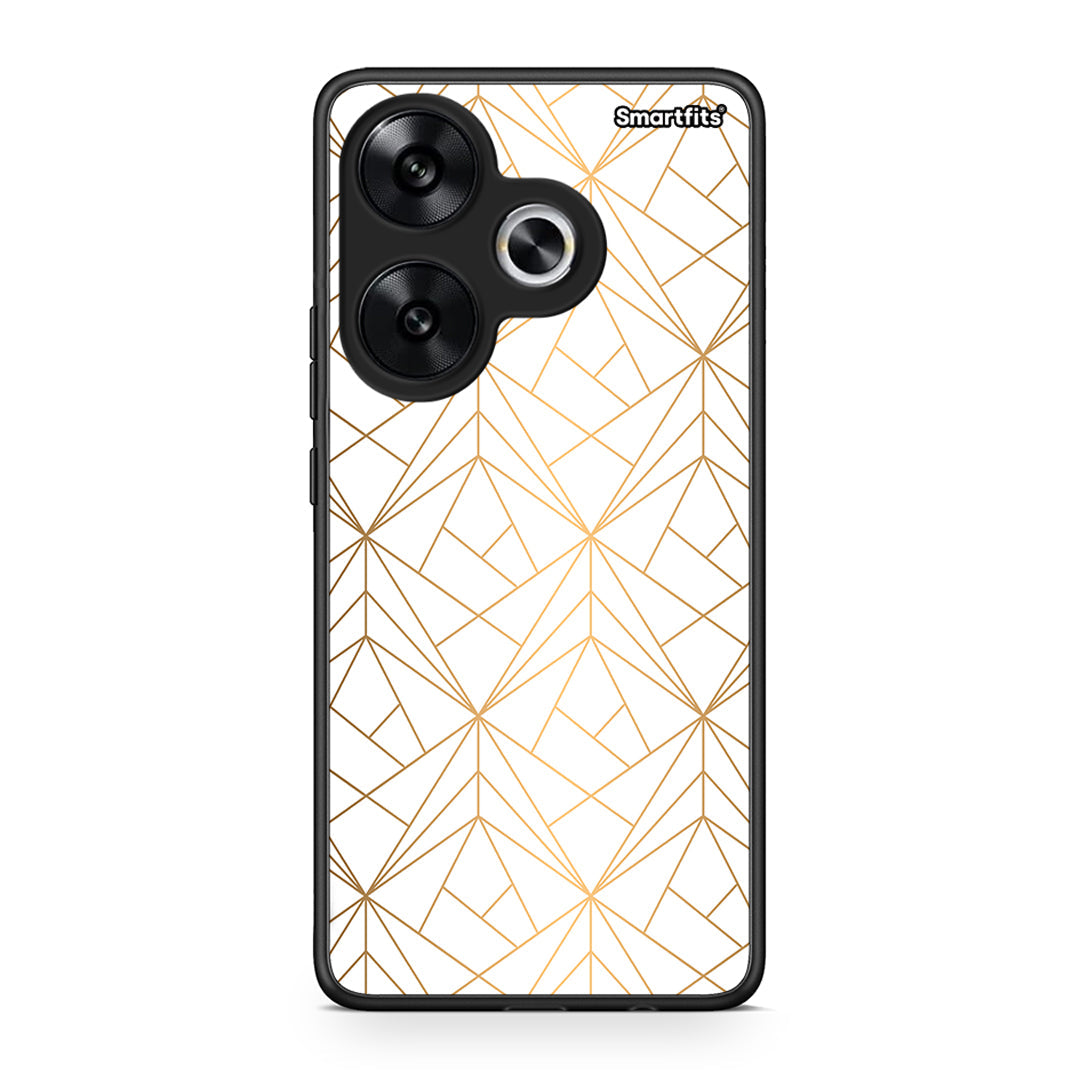 111 - Xiaomi Poco F6 Luxury White Geometric case, cover, bumper