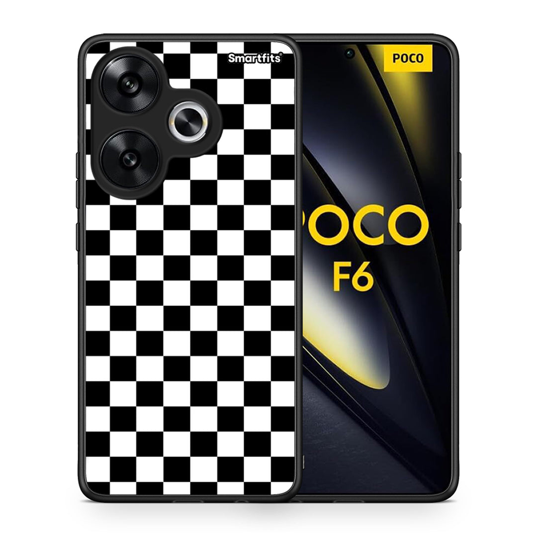 Θήκη Xiaomi Poco F6 Squares Geometric από τη Smartfits με σχέδιο στο πίσω μέρος και μαύρο περίβλημα | Xiaomi Poco F6 Squares Geometric case with colorful back and black bezels