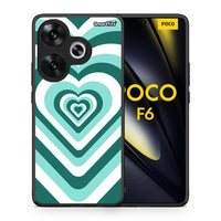 Thumbnail for Θήκη Xiaomi Poco F6 Green Hearts από τη Smartfits με σχέδιο στο πίσω μέρος και μαύρο περίβλημα | Xiaomi Poco F6 Green Hearts case with colorful back and black bezels