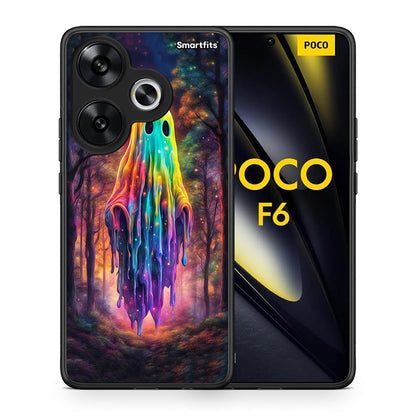 Θήκη Xiaomi Poco F6 Halloween Ghost από τη Smartfits με σχέδιο στο πίσω μέρος και μαύρο περίβλημα | Xiaomi Poco F6 Halloween Ghost case with colorful back and black bezels