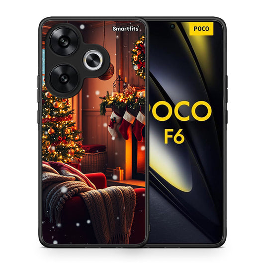 Θήκη Xiaomi Poco F6 Home For Christmas από τη Smartfits με σχέδιο στο πίσω μέρος και μαύρο περίβλημα | Xiaomi Poco F6 Home For Christmas case with colorful back and black bezels