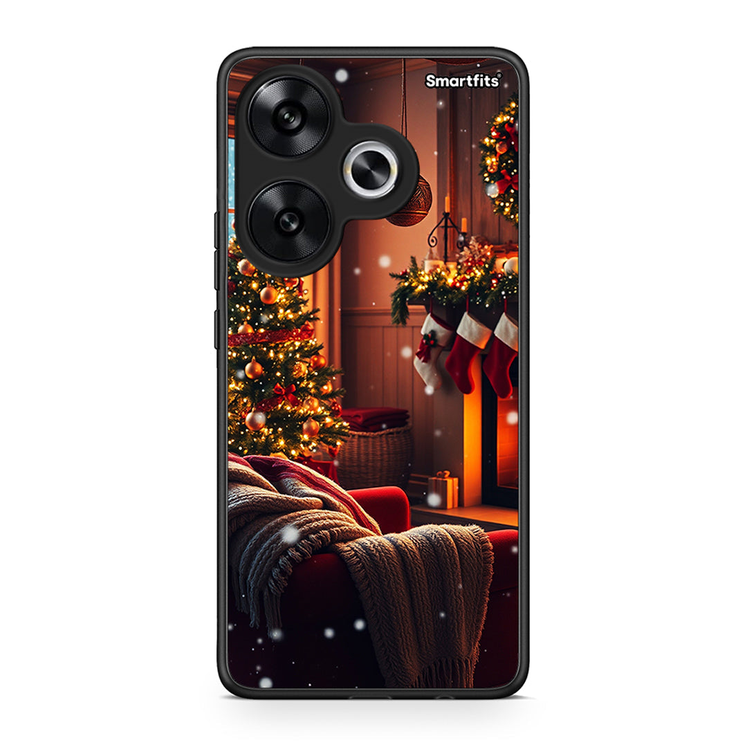 Xiaomi Poco F6 Home For Christmas θήκη από τη Smartfits με σχέδιο στο πίσω μέρος και μαύρο περίβλημα | Smartphone case with colorful back and black bezels by Smartfits