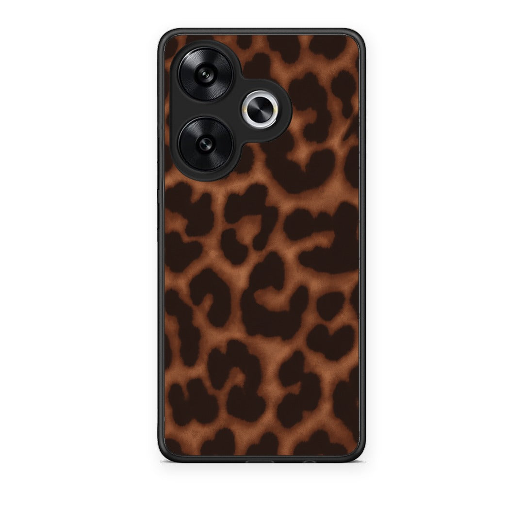 Θήκη Xiaomi Poco F6 Leopard Print Dark Brown από τη Smartfits με σχέδιο στο πίσω μέρος και μαύρο περίβλημα | Xiaomi Poco F6 Leopard Print Dark Brown case with colorful back and black bezels