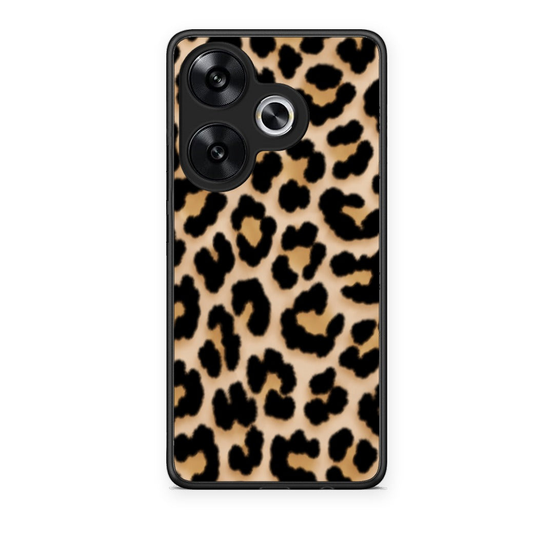 Θήκη Xiaomi Poco F6 Leopard Print Tan Small από τη Smartfits με σχέδιο στο πίσω μέρος και μαύρο περίβλημα | Xiaomi Poco F6 Leopard Print Tan Small case with colorful back and black bezels