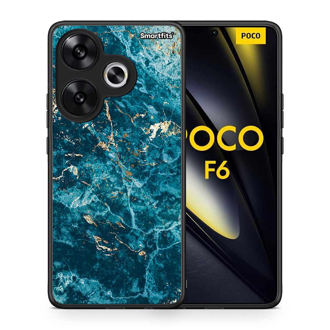Θήκη Xiaomi Poco F6 Marble Blue από τη Smartfits με σχέδιο στο πίσω μέρος και μαύρο περίβλημα | Xiaomi Poco F6 Marble Blue case with colorful back and black bezels