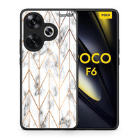 Thumbnail for Θήκη Xiaomi Poco F6 Gold Geometric Marble από τη Smartfits με σχέδιο στο πίσω μέρος και μαύρο περίβλημα | Xiaomi Poco F6 Gold Geometric Marble case with colorful back and black bezels