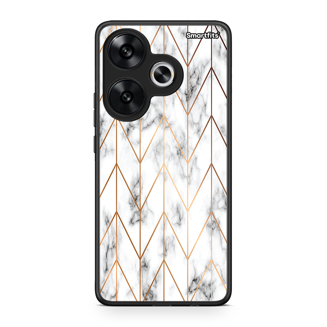 44 - Xiaomi Poco F6 Gold Geometric Marble case, cover, bumper