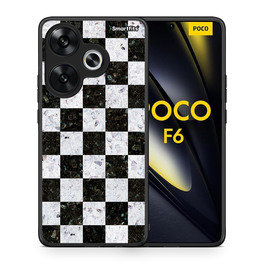 Θήκη Xiaomi Poco F6 Square Geometric Marble από τη Smartfits με σχέδιο στο πίσω μέρος και μαύρο περίβλημα | Xiaomi Poco F6 Square Geometric Marble case with colorful back and black bezels