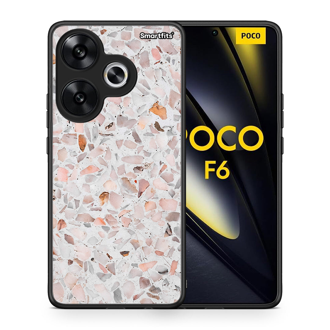 Θήκη Xiaomi Poco F6 Marble Terrazzo από τη Smartfits με σχέδιο στο πίσω μέρος και μαύρο περίβλημα | Xiaomi Poco F6 Marble Terrazzo case with colorful back and black bezels