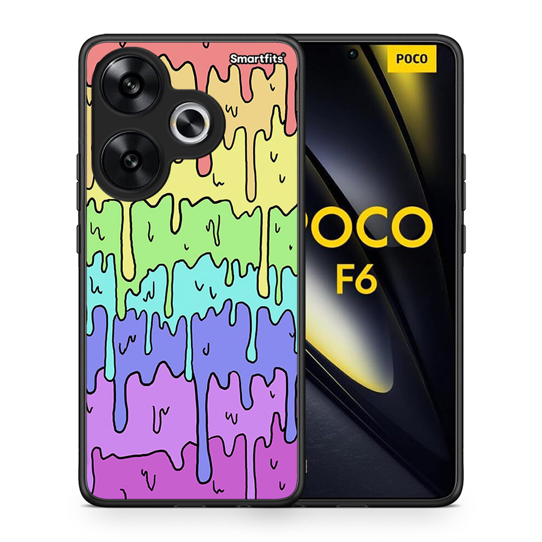 Θήκη Xiaomi Poco F6 Melting Rainbow από τη Smartfits με σχέδιο στο πίσω μέρος και μαύρο περίβλημα | Xiaomi Poco F6 Melting Rainbow case with colorful back and black bezels