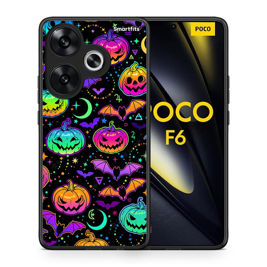 Θήκη Xiaomi Poco F6 Neon Halloween από τη Smartfits με σχέδιο στο πίσω μέρος και μαύρο περίβλημα | Xiaomi Poco F6 Neon Halloween case with colorful back and black bezels