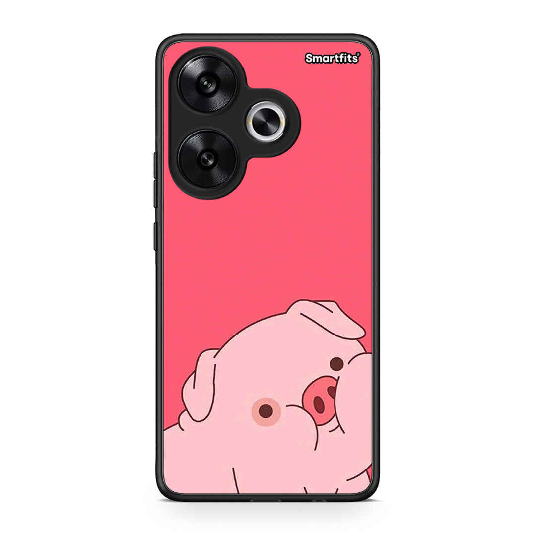 Xiaomi Poco F6 Pig Love 1 Θήκη Αγίου Βαλεντίνου από τη Smartfits με σχέδιο στο πίσω μέρος και μαύρο περίβλημα | Smartphone case with colorful back and black bezels by Smartfits