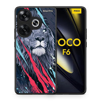 Thumbnail for Θήκη Xiaomi Poco F6 Lion Designer PopArt από τη Smartfits με σχέδιο στο πίσω μέρος και μαύρο περίβλημα | Xiaomi Poco F6 Lion Designer PopArt case with colorful back and black bezels