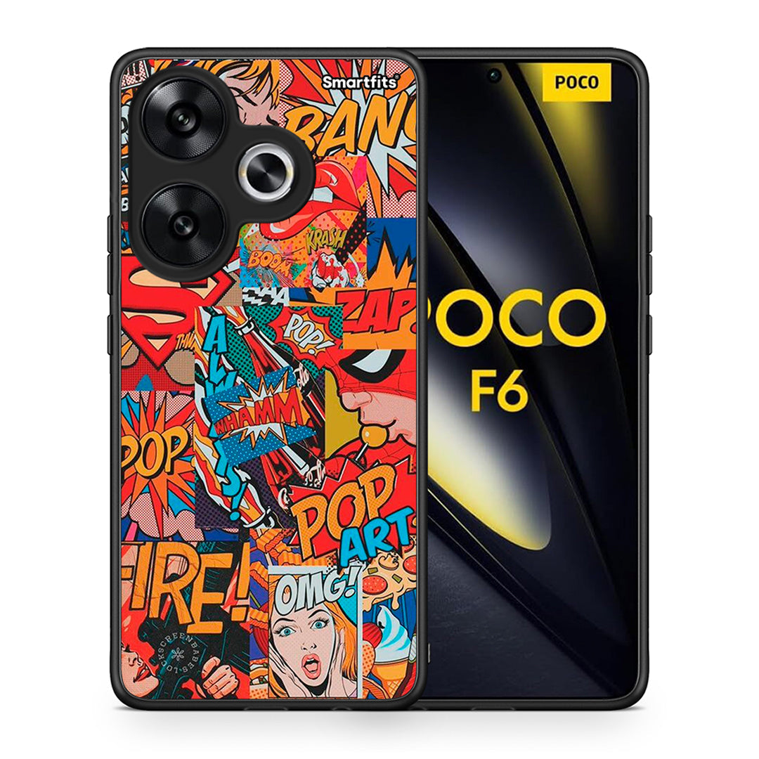 Θήκη Xiaomi Poco F6 PopArt OMG από τη Smartfits με σχέδιο στο πίσω μέρος και μαύρο περίβλημα | Xiaomi Poco F6 PopArt OMG case with colorful back and black bezels