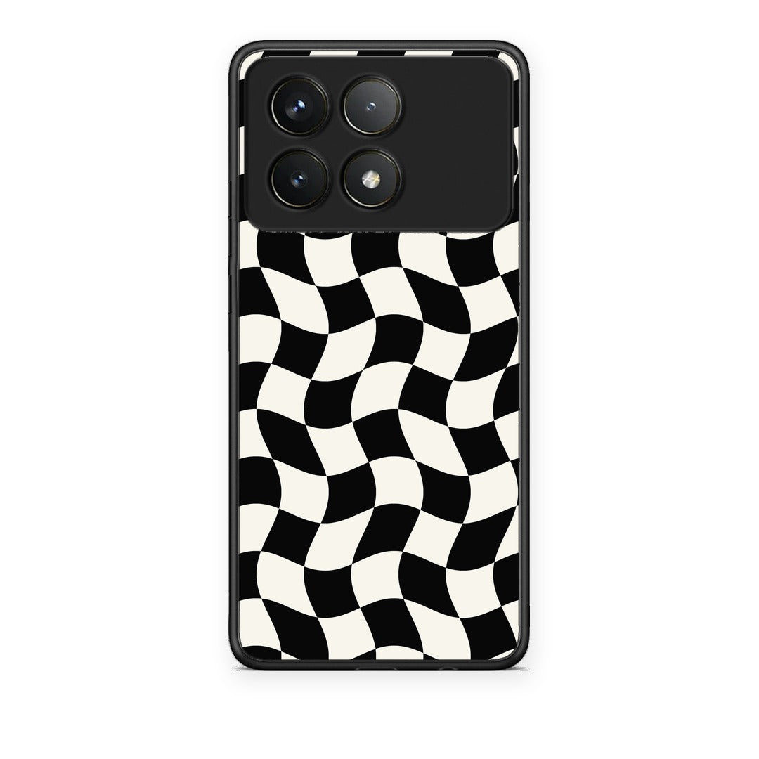 Θήκη Xiaomi Poco F6 Pro 5G Black and Cream Wavy Checkerboard από τη Smartfits με σχέδιο στο πίσω μέρος και μαύρο περίβλημα | Xiaomi Poco F6 Pro 5G Black and Cream Wavy Checkerboard case with colorful back and black bezels