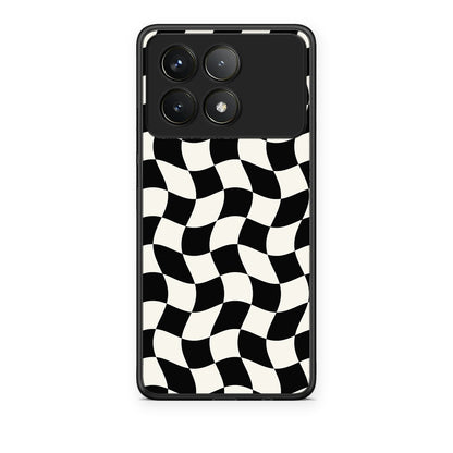 Θήκη Xiaomi Poco F6 Pro 5G Black and Cream Wavy Checkerboard από τη Smartfits με σχέδιο στο πίσω μέρος και μαύρο περίβλημα | Xiaomi Poco F6 Pro 5G Black and Cream Wavy Checkerboard case with colorful back and black bezels