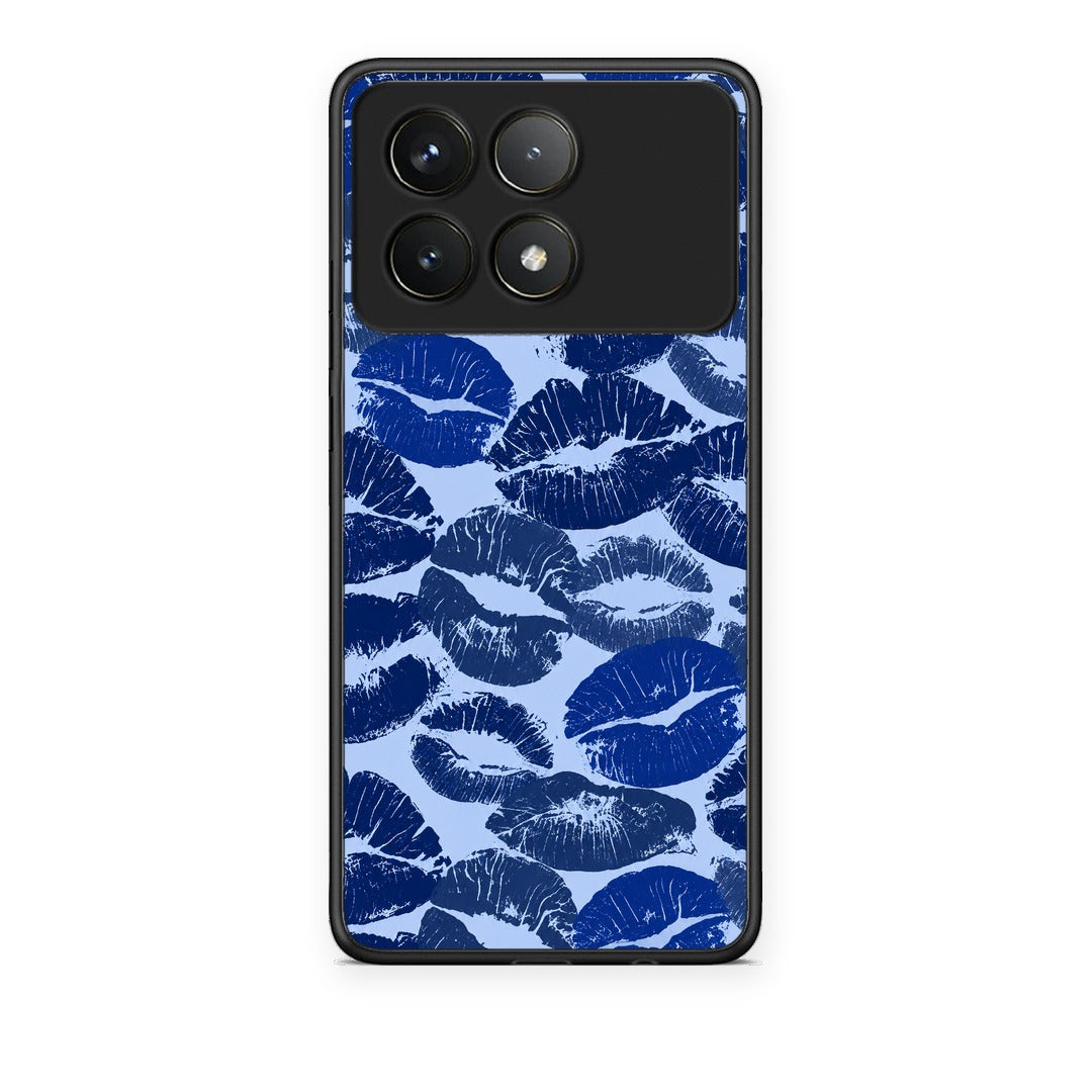 Θήκη Xiaomi Poco F6 Pro 5G Blue Lipstick Kisses από τη Smartfits με σχέδιο στο πίσω μέρος και μαύρο περίβλημα | Xiaomi Poco F6 Pro 5G Blue Lipstick Kisses case with colorful back and black bezels