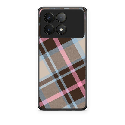 Θήκη Xiaomi Poco F6 Pro 5G Brown Pink and Blue Diagonal Plaid από τη Smartfits με σχέδιο στο πίσω μέρος και μαύρο περίβλημα | Xiaomi Poco F6 Pro 5G Brown Pink and Blue Diagonal Plaid case with colorful back and black bezels