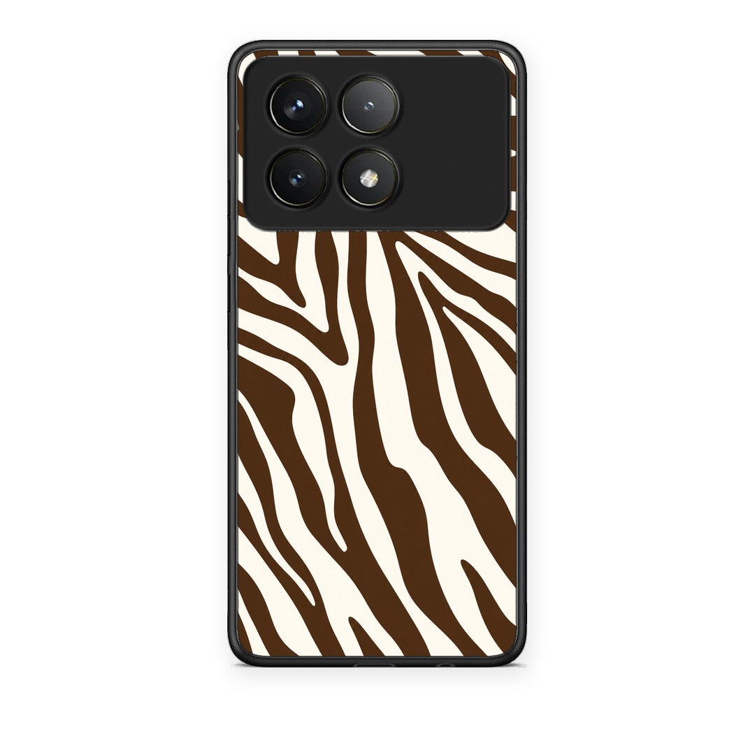 Θήκη Xiaomi Poco F6 Pro 5G Brown and Cream Zebra Stripes από τη Smartfits με σχέδιο στο πίσω μέρος και μαύρο περίβλημα | Xiaomi Poco F6 Pro 5G Brown and Cream Zebra Stripes case with colorful back and black bezels