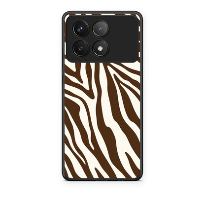 Θήκη Xiaomi Poco F6 Pro 5G Brown and Cream Zebra Stripes από τη Smartfits με σχέδιο στο πίσω μέρος και μαύρο περίβλημα | Xiaomi Poco F6 Pro 5G Brown and Cream Zebra Stripes case with colorful back and black bezels