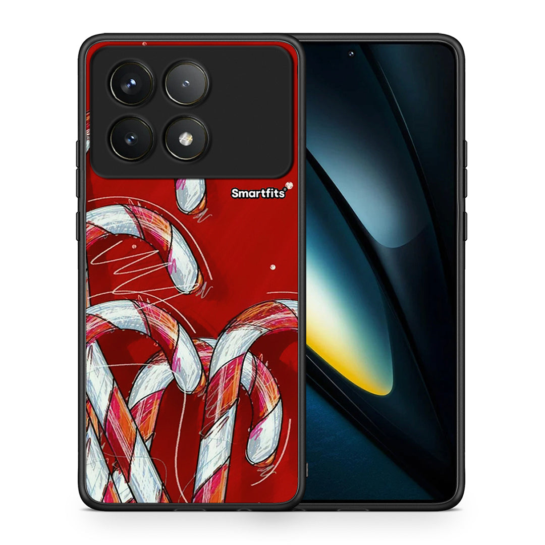 Θήκη Xiaomi Poco F6 Pro 5G Candy Cane από τη Smartfits με σχέδιο στο πίσω μέρος και μαύρο περίβλημα | Xiaomi Poco F6 Pro 5G Candy Cane case with colorful back and black bezels