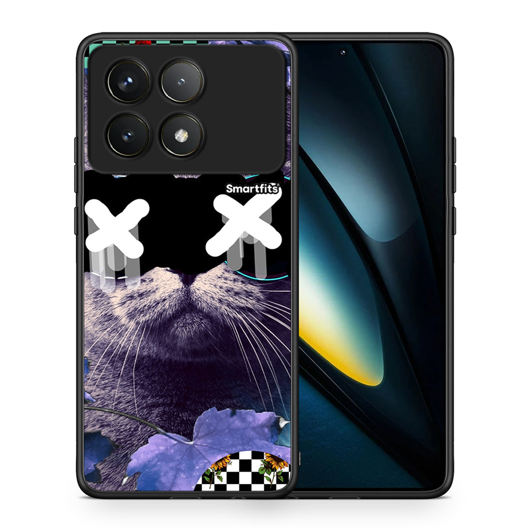 Θήκη Xiaomi Poco F6 Pro 5G Cat Collage από τη Smartfits με σχέδιο στο πίσω μέρος και μαύρο περίβλημα | Xiaomi Poco F6 Pro 5G Cat Collage case with colorful back and black bezels