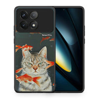 Thumbnail for Θήκη Xiaomi Poco F6 Pro 5G Cat Goldfish από τη Smartfits με σχέδιο στο πίσω μέρος και μαύρο περίβλημα | Xiaomi Poco F6 Pro 5G Cat Goldfish case with colorful back and black bezels