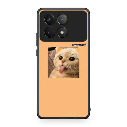 Xiaomi Poco F6 Pro 5G Cat Tongue θήκη από τη Smartfits με σχέδιο στο πίσω μέρος και μαύρο περίβλημα | Smartphone case with colorful back and black bezels by Smartfits