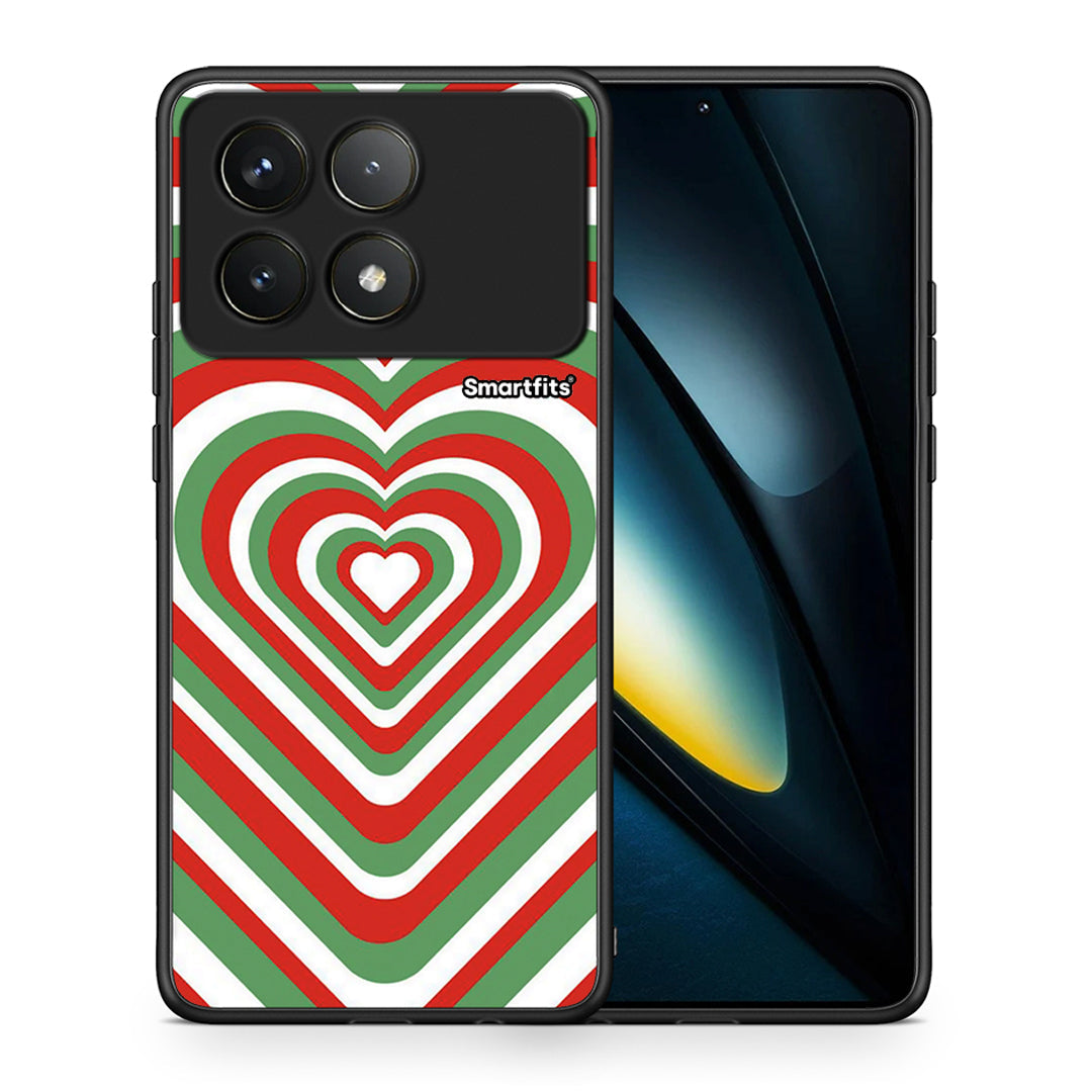 Θήκη Xiaomi Poco F6 Pro 5G Christmas Hearts από τη Smartfits με σχέδιο στο πίσω μέρος και μαύρο περίβλημα | Xiaomi Poco F6 Pro 5G Christmas Hearts case with colorful back and black bezels