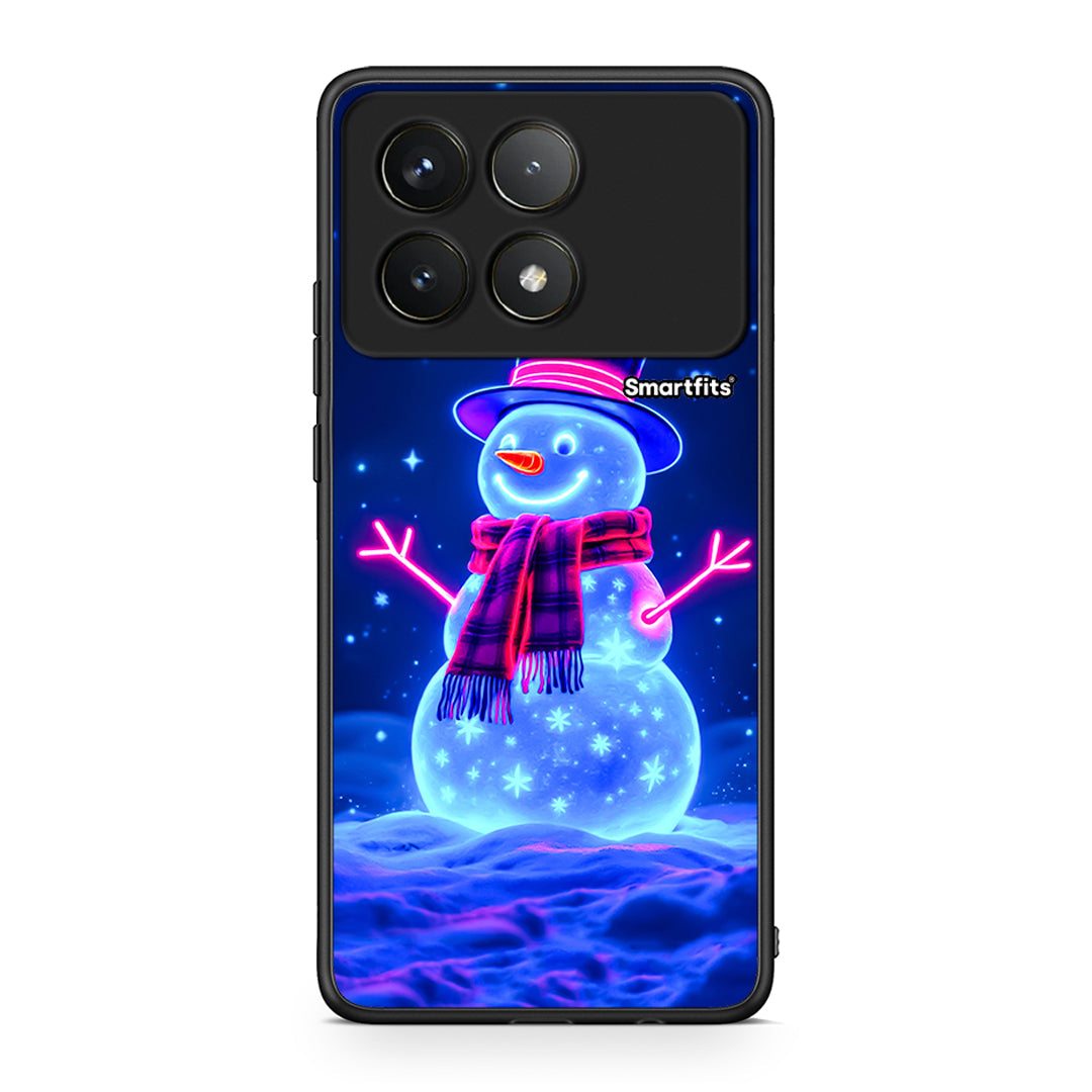 Xiaomi Poco F6 Pro 5G Christmas Neon Snowman θήκη από τη Smartfits με σχέδιο στο πίσω μέρος και μαύρο περίβλημα | Smartphone case with colorful back and black bezels by Smartfits