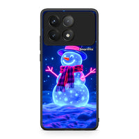 Thumbnail for Xiaomi Poco F6 Pro 5G Christmas Neon Snowman θήκη από τη Smartfits με σχέδιο στο πίσω μέρος και μαύρο περίβλημα | Smartphone case with colorful back and black bezels by Smartfits