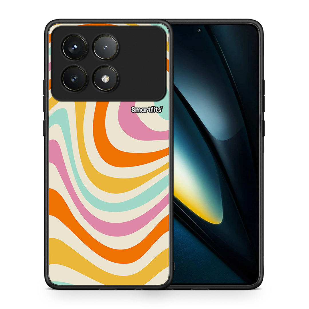 Θήκη Xiaomi Poco F6 Pro 5G Colourful Waves από τη Smartfits με σχέδιο στο πίσω μέρος και μαύρο περίβλημα | Xiaomi Poco F6 Pro 5G Colourful Waves case with colorful back and black bezels