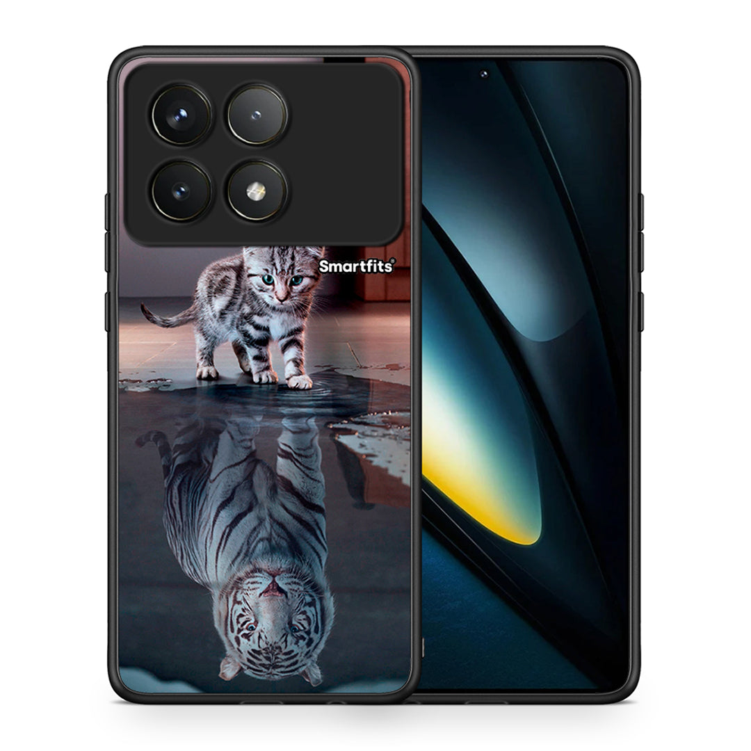 Θήκη Xiaomi Poco F6 Pro 5G Tiger Cute από τη Smartfits με σχέδιο στο πίσω μέρος και μαύρο περίβλημα | Xiaomi Poco F6 Pro 5G Tiger Cute case with colorful back and black bezels