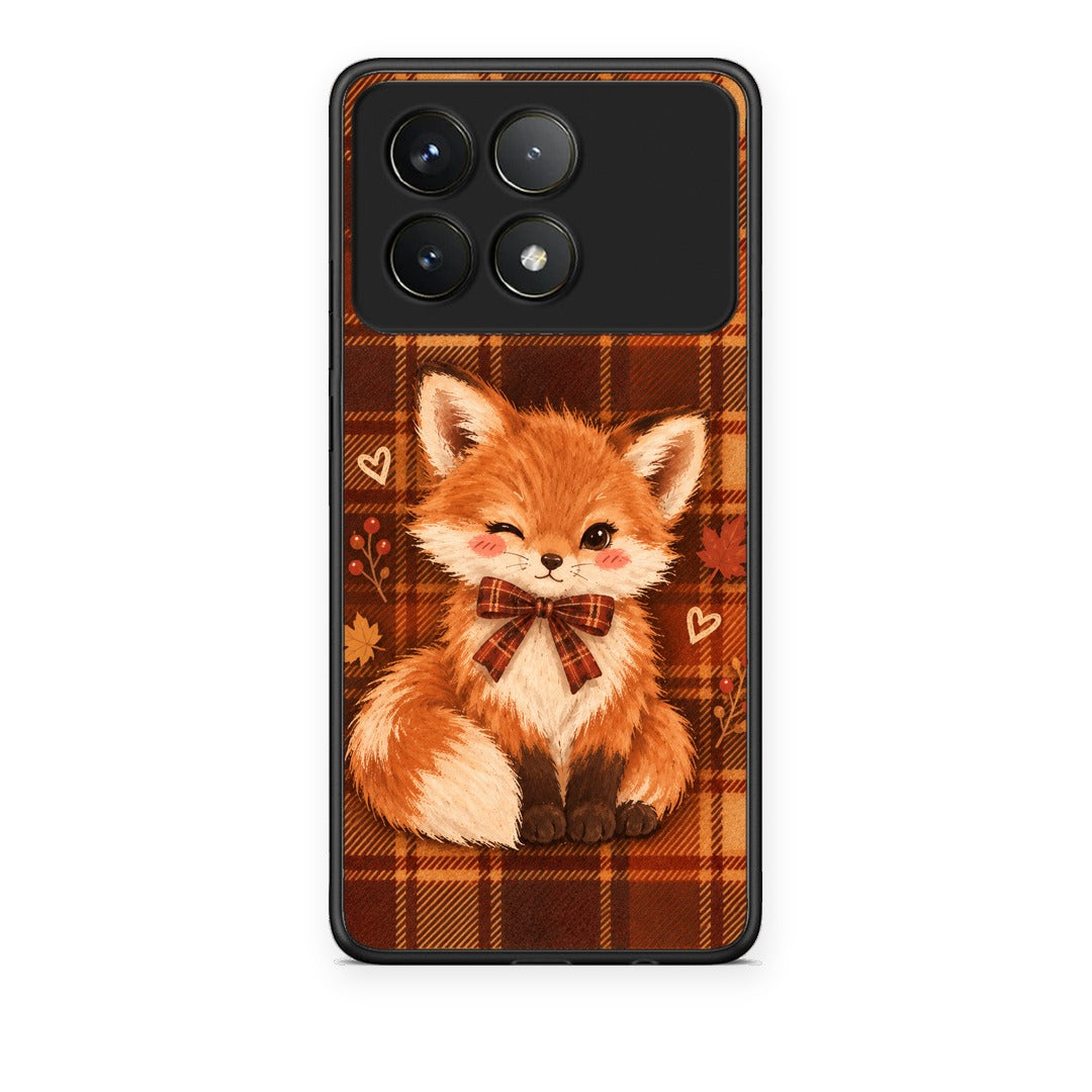 Θήκη Xiaomi Poco F6 Pro 5G Fox on Autumn Tartan από τη Smartfits με σχέδιο στο πίσω μέρος και μαύρο περίβλημα | Xiaomi Poco F6 Pro 5G Fox on Autumn Tartan case with colorful back and black bezels