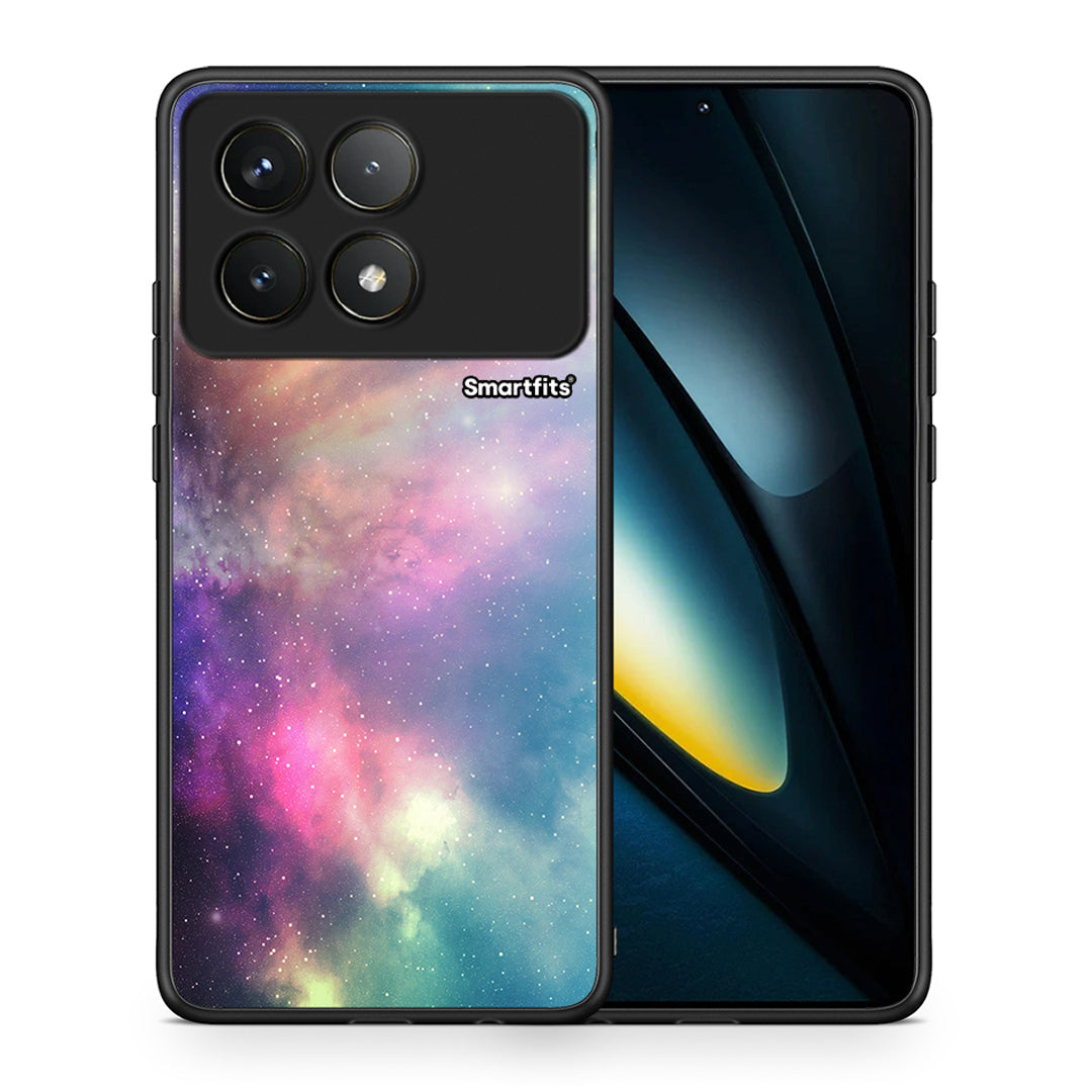 Θήκη Xiaomi Poco F6 Pro 5G Rainbow Galaxy από τη Smartfits με σχέδιο στο πίσω μέρος και μαύρο περίβλημα | Xiaomi Poco F6 Pro 5G Rainbow Galaxy case with colorful back and black bezels