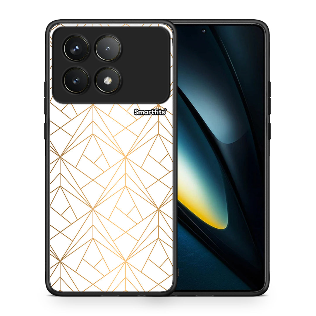 Θήκη Xiaomi Poco F6 Pro 5G Luxury White Geometric από τη Smartfits με σχέδιο στο πίσω μέρος και μαύρο περίβλημα | Xiaomi Poco F6 Pro 5G Luxury White Geometric case with colorful back and black bezels