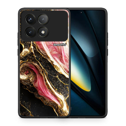 Θήκη Xiaomi Poco F6 Pro 5G Glamorous Pink Marble από τη Smartfits με σχέδιο στο πίσω μέρος και μαύρο περίβλημα | Xiaomi Poco F6 Pro 5G Glamorous Pink Marble case with colorful back and black bezels