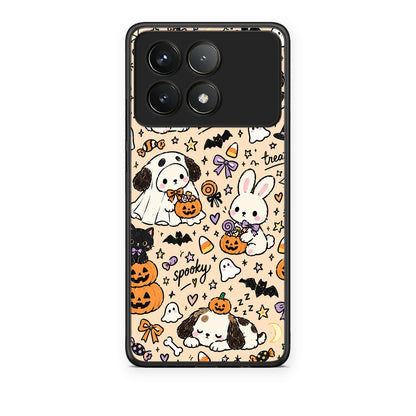 Θήκη Xiaomi Poco F6 Pro 5G Halloween Puppies and Friends on Cream από τη Smartfits με σχέδιο στο πίσω μέρος και μαύρο περίβλημα | Xiaomi Poco F6 Pro 5G Halloween Puppies and Friends on Cream case with colorful back and black bezels
