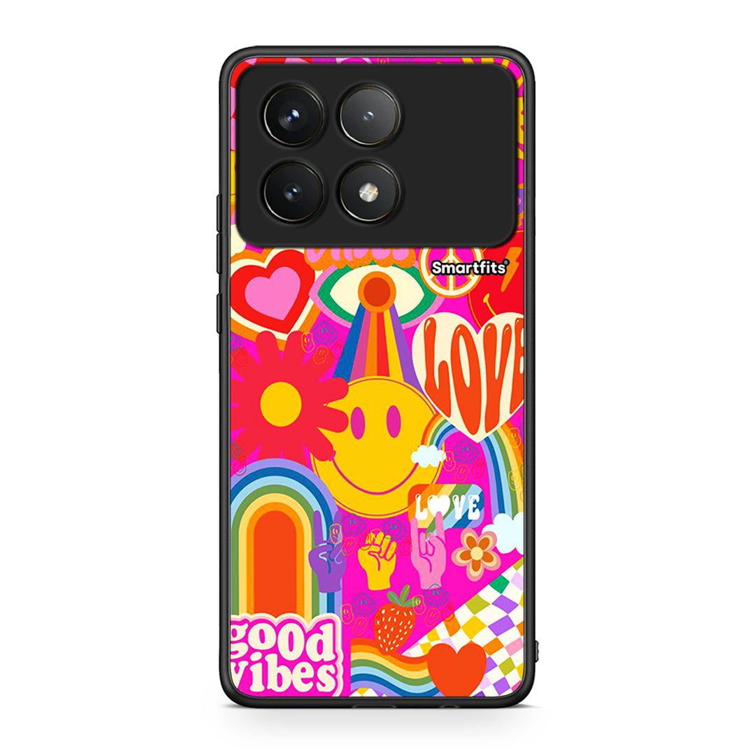 Xiaomi Poco F6 Pro 5G Hippie Love θήκη από τη Smartfits με σχέδιο στο πίσω μέρος και μαύρο περίβλημα | Smartphone case with colorful back and black bezels by Smartfits