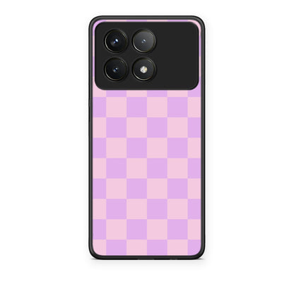 Θήκη Xiaomi Poco F6 Pro 5G Lavender and Pink Checkerboard από τη Smartfits με σχέδιο στο πίσω μέρος και μαύρο περίβλημα | Xiaomi Poco F6 Pro 5G Lavender and Pink Checkerboard case with colorful back and black bezels