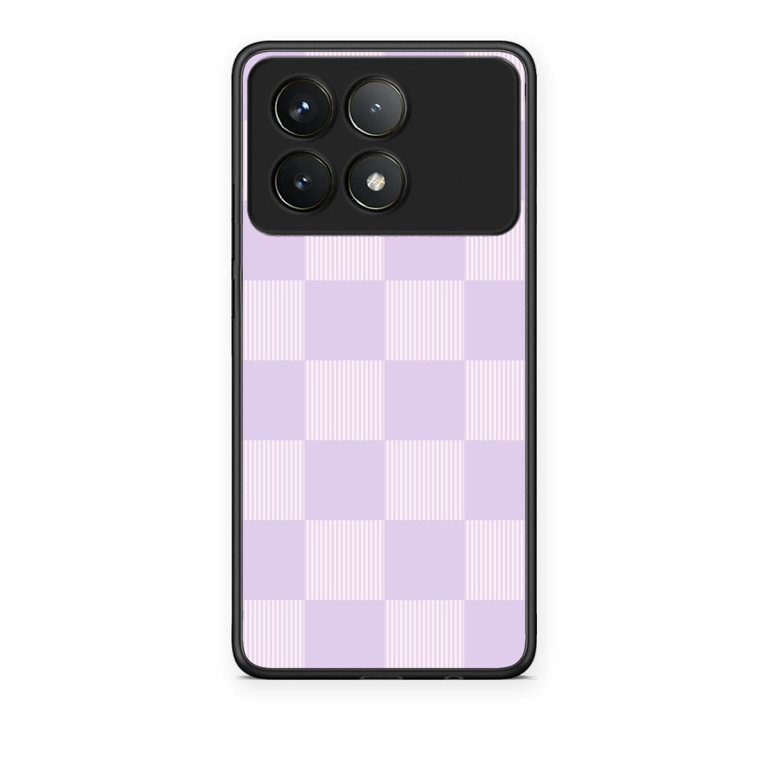 Θήκη Xiaomi Poco F6 Pro 5G Lilac and Cream Striped Checks από τη Smartfits με σχέδιο στο πίσω μέρος και μαύρο περίβλημα | Xiaomi Poco F6 Pro 5G Lilac and Cream Striped Checks case with colorful back and black bezels