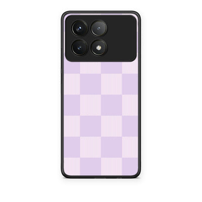 Θήκη Xiaomi Poco F6 Pro 5G Lilac and Cream Striped Checks από τη Smartfits με σχέδιο στο πίσω μέρος και μαύρο περίβλημα | Xiaomi Poco F6 Pro 5G Lilac and Cream Striped Checks case with colorful back and black bezels