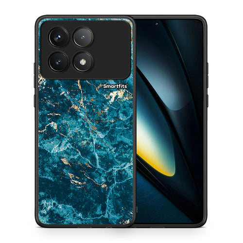 Θήκη Xiaomi Poco F6 Pro 5G Marble Blue από τη Smartfits με σχέδιο στο πίσω μέρος και μαύρο περίβλημα | Xiaomi Poco F6 Pro 5G Marble Blue case with colorful back and black bezels