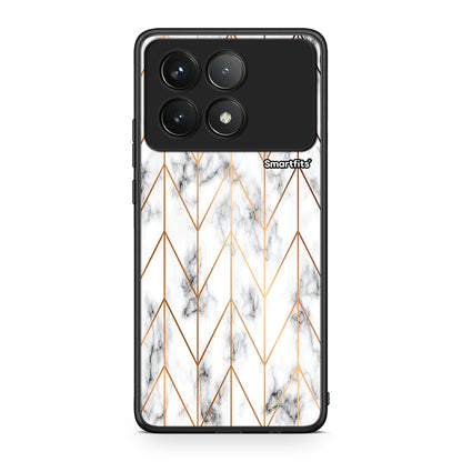 44 - Xiaomi Poco F6 Pro 5G Gold Geometric Marble case, cover, bumper