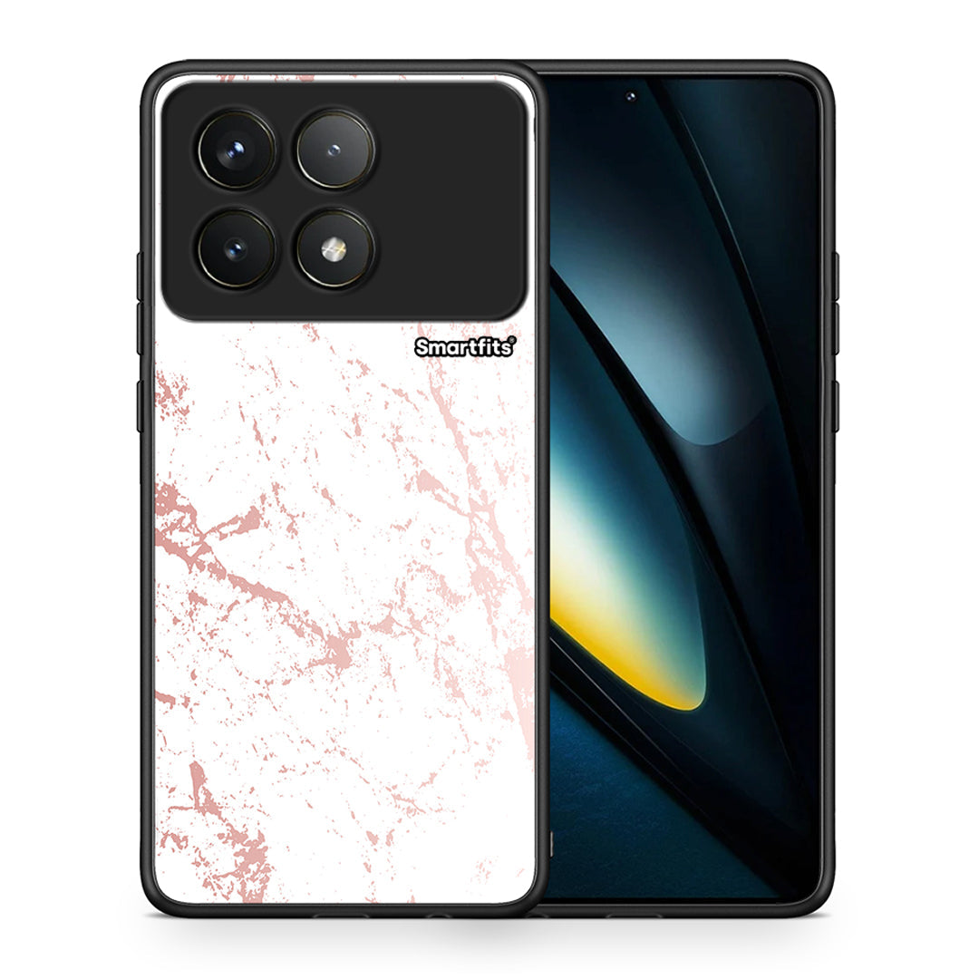 Θήκη Xiaomi Poco F6 Pro 5G Pink Splash Marble από τη Smartfits με σχέδιο στο πίσω μέρος και μαύρο περίβλημα | Xiaomi Poco F6 Pro 5G Pink Splash Marble case with colorful back and black bezels