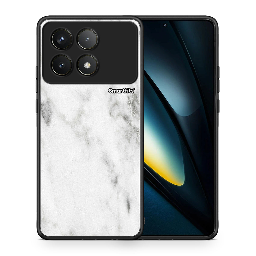 Θήκη Xiaomi Poco F6 Pro 5G White Marble από τη Smartfits με σχέδιο στο πίσω μέρος και μαύρο περίβλημα | Xiaomi Poco F6 Pro 5G White Marble case with colorful back and black bezels