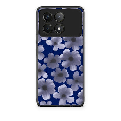 Θήκη Xiaomi Poco F6 Pro 5G Pale Blue Flowers on Navy από τη Smartfits με σχέδιο στο πίσω μέρος και μαύρο περίβλημα | Xiaomi Poco F6 Pro 5G Pale Blue Flowers on Navy case with colorful back and black bezels